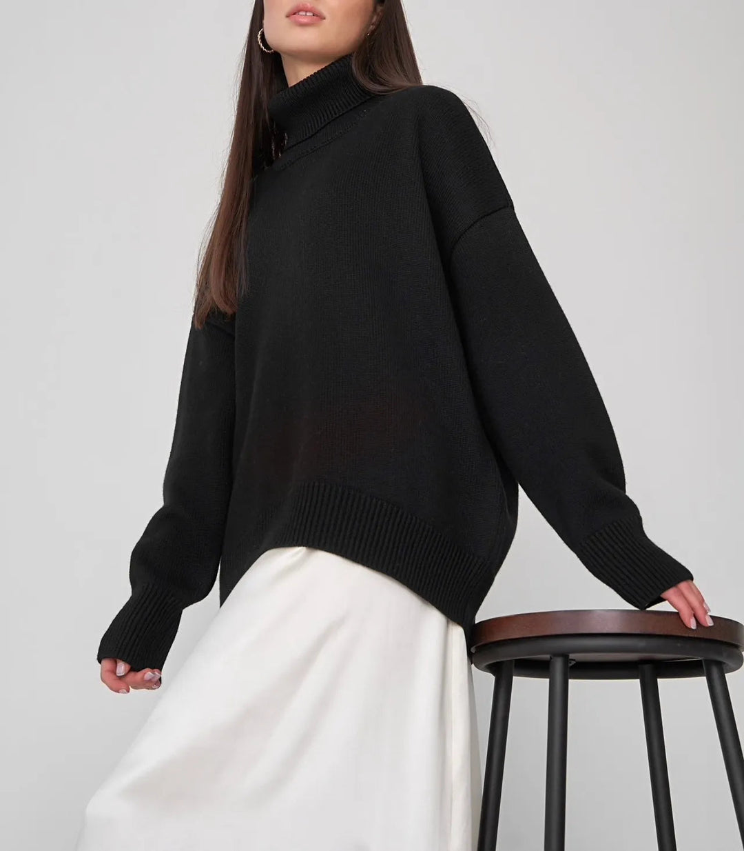 Damen Rollkragenpullover mit hohem Kragen und elastischen Bündchen