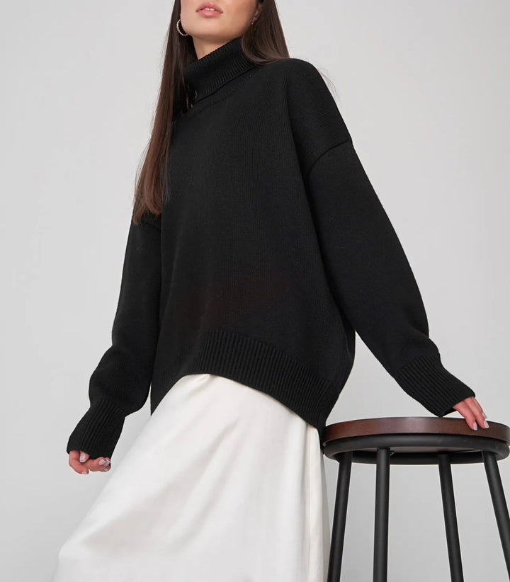Damen Rollkragenpullover mit hohem Kragen und elastischen Bündchen