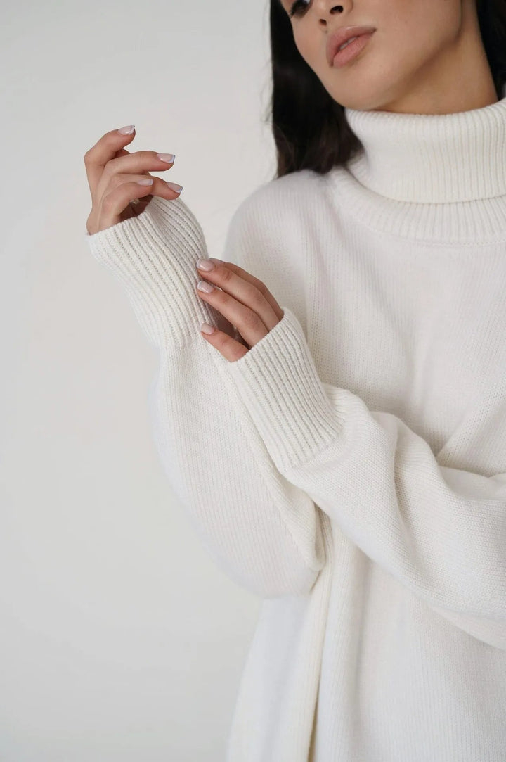 Damen Rollkragenpullover mit hohem Kragen und elastischen Bündchen