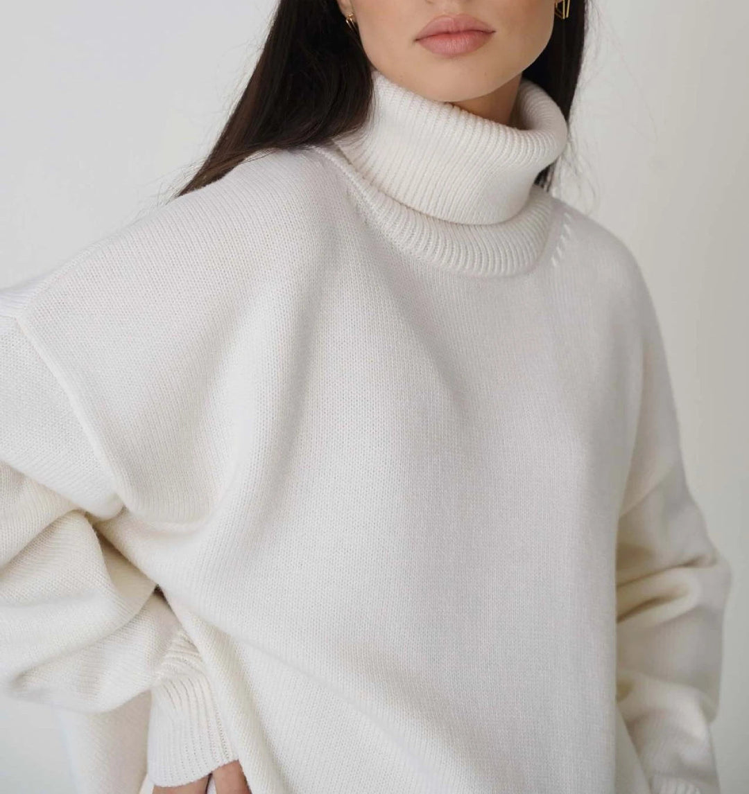 Damen Rollkragenpullover mit hohem Kragen und elastischen Bündchen