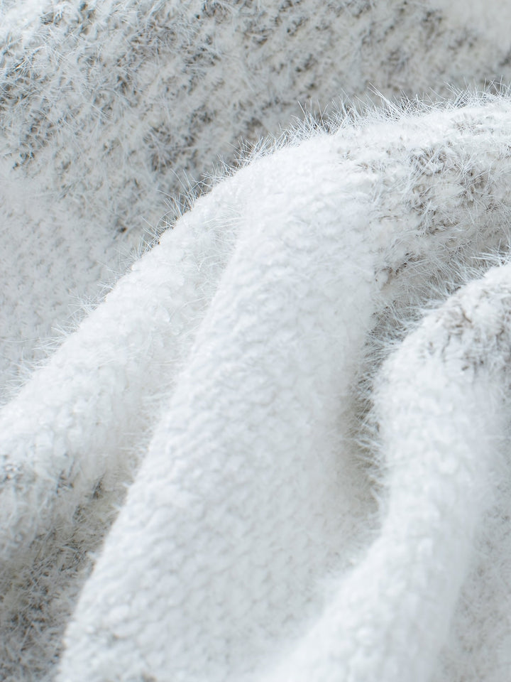 Damen Rollkragenpullover mit Querstreifen langen Ärmeln und strukturierter Oberfläche