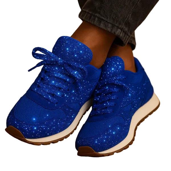 Damen Schnürsneaker mit Glitzeroberfläche-Women Footwear-Alpenkind