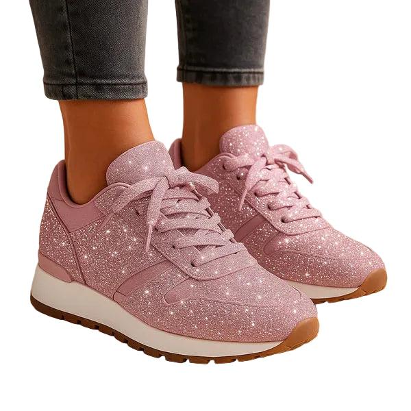 Damen Schnürsneaker mit Glitzeroberfläche-Women Footwear-Alpenkind