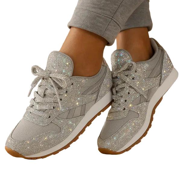 Damen Schnürsneaker mit Glitzeroberfläche-Women Footwear-Alpenkind