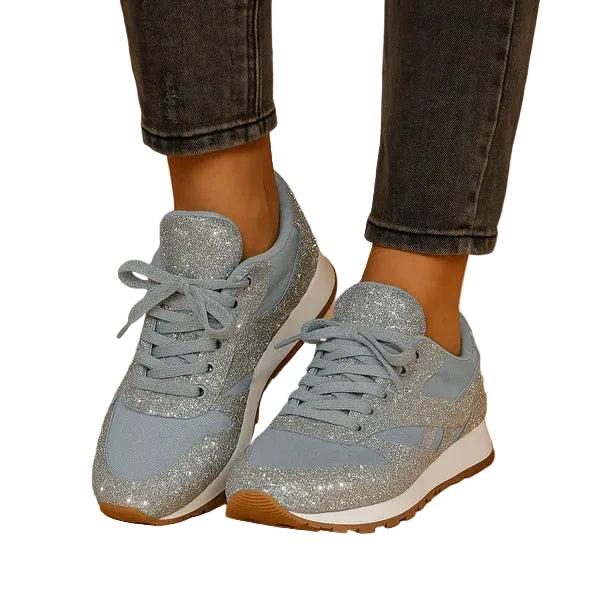 Damen Schnürsneaker mit Glitzeroberfläche-Women Footwear-Alpenkind