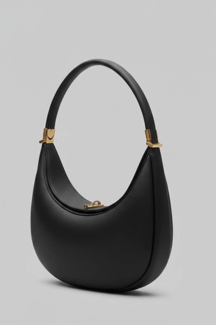 Damen Schultertasche mit gebogener Silhouette und Tragegriff-Women Accessories-Alpenkind