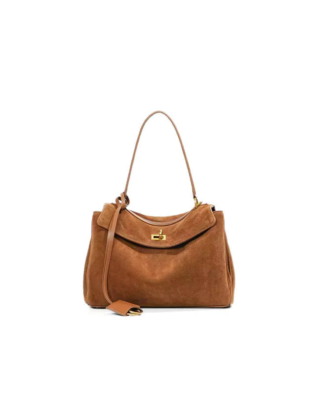 Damen Schultertasche mit Klappe und Drehverschluss-Women Accessories-Alpenkind