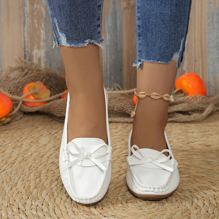 Damen Slipper-Loafer mit Schleifendetail und Genähter Oberfläche-Women Footwear-Alpenkind