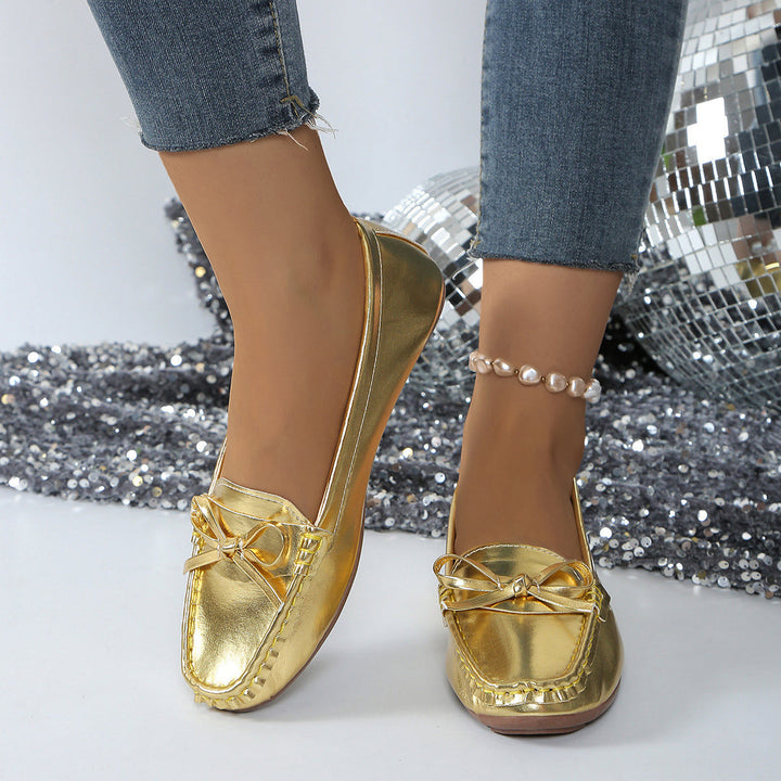 Damen Slipper-Loafer mit Schleifendetail und Genähter Oberfläche-Women Footwear-Alpenkind