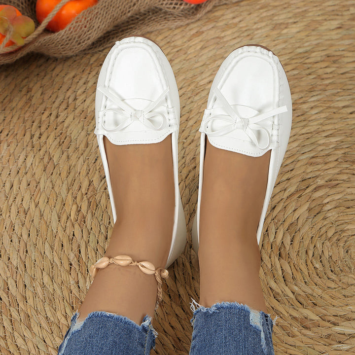 Damen Slipper-Loafer mit Schleifendetail und Genähter Oberfläche-Women Footwear-Alpenkind