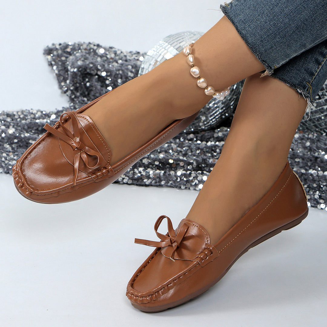Damen Slipper-Loafer mit Schleifendetail und Genähter Oberfläche-Women Footwear-Alpenkind