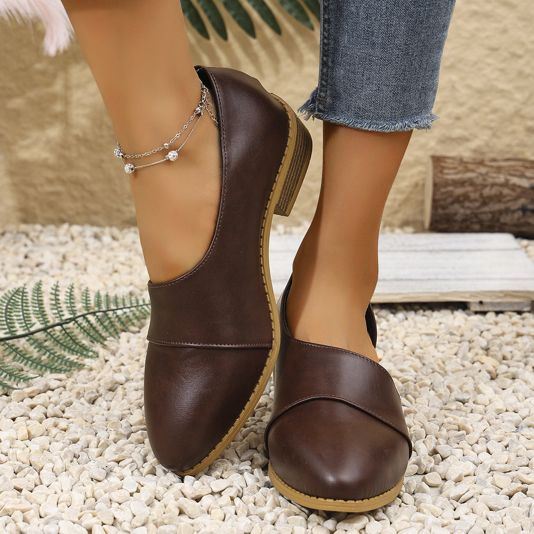 Damen Slipper-Schuhe mit Niedrigem Blockabsatz und Nahtdetail-Women Footwear-Alpenkind