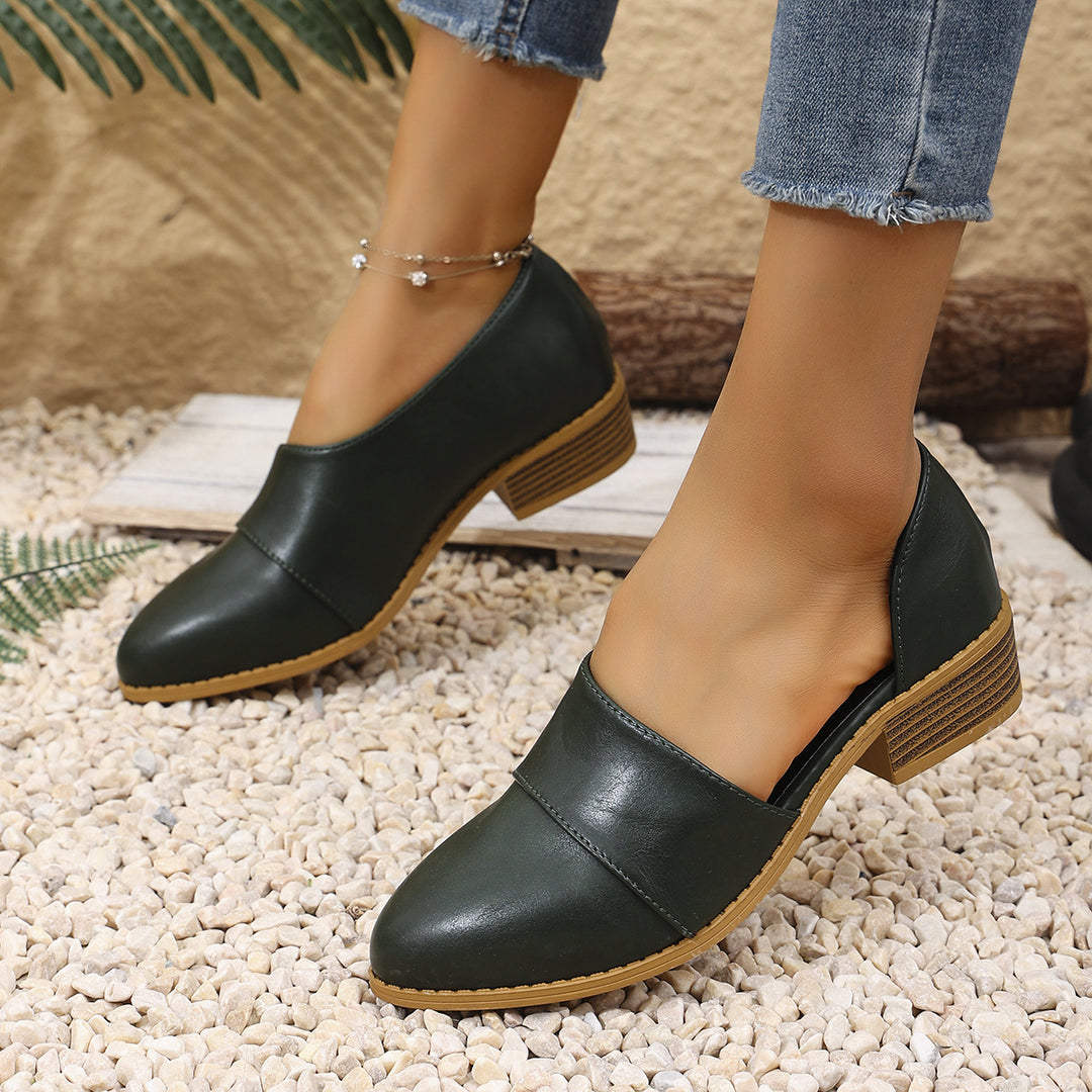 Damen Slipper-Schuhe mit Niedrigem Blockabsatz und Nahtdetail-Women Footwear-Alpenkind