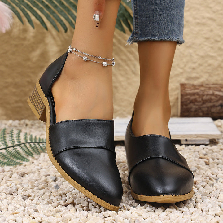 Damen Slipper-Schuhe mit Niedrigem Blockabsatz und Nahtdetail-Women Footwear-Alpenkind