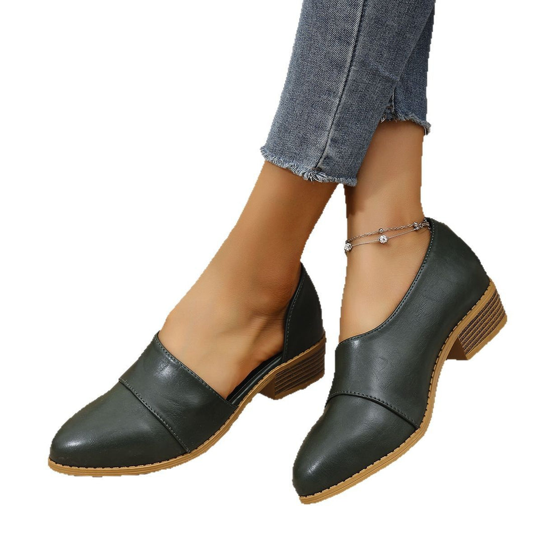 Damen Slipper-Schuhe mit Niedrigem Blockabsatz und Nahtdetail-Women Footwear-Alpenkind
