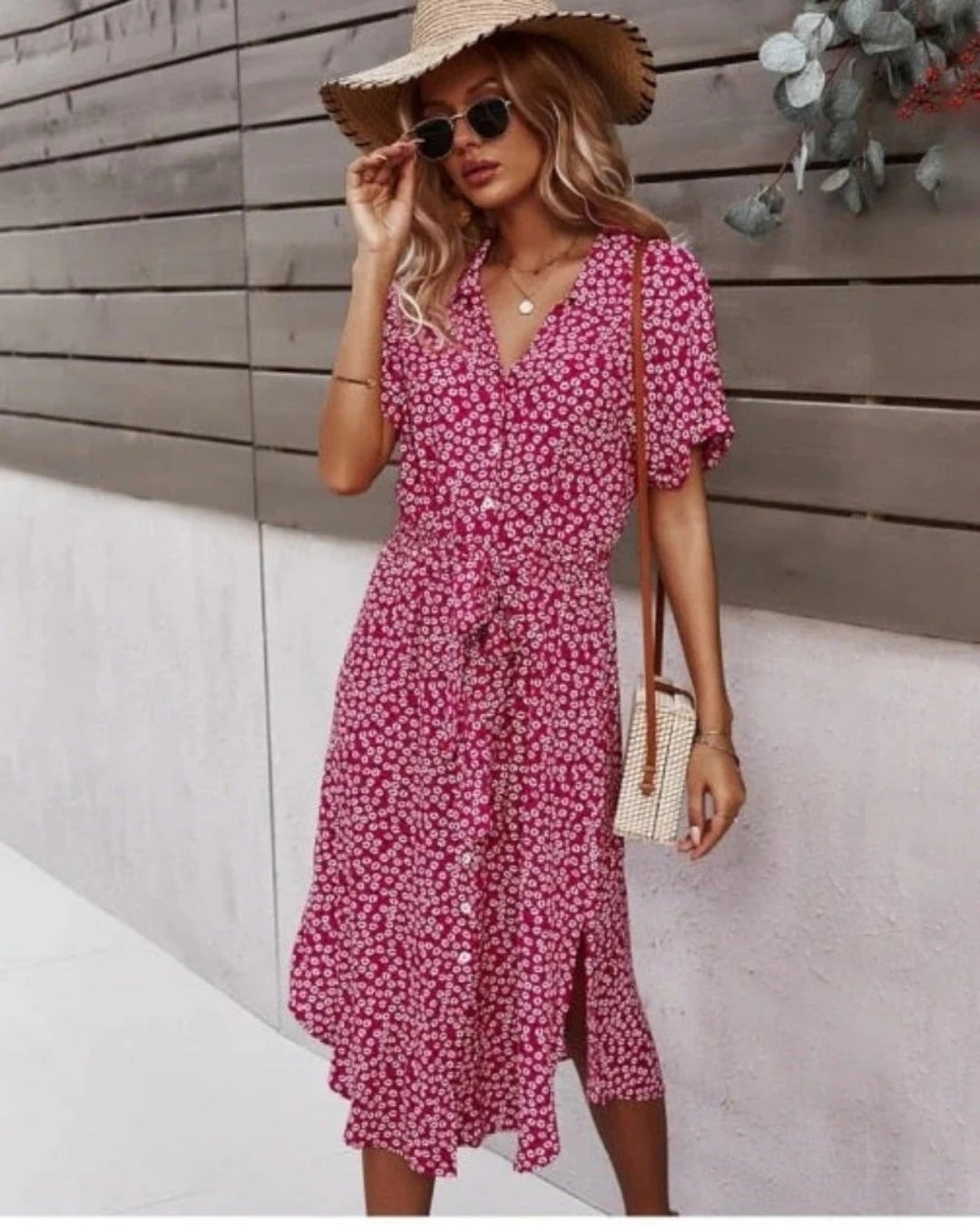 Damen-Sommerkleid mit Blumenmuster | Midi