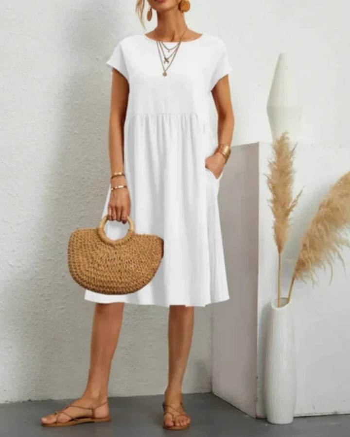 Damen Sommerkleid Midi mit Kurzarm | Elegantes Kleid