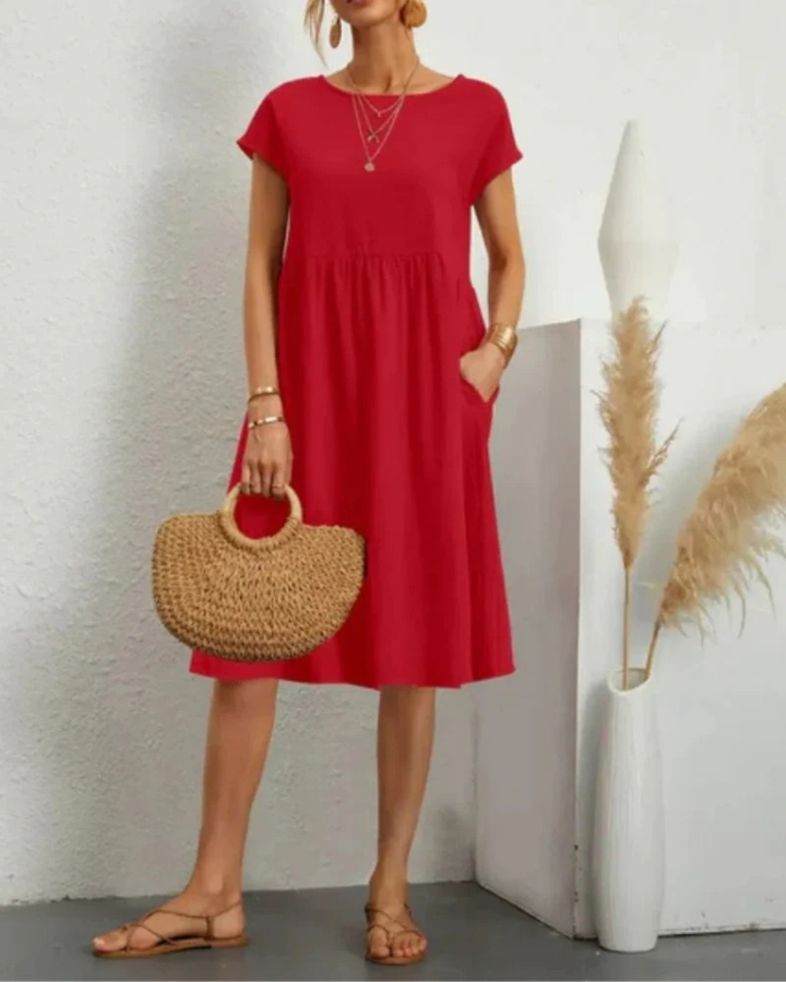 Damen Sommerkleid Midi mit Kurzarm | Elegantes Kleid