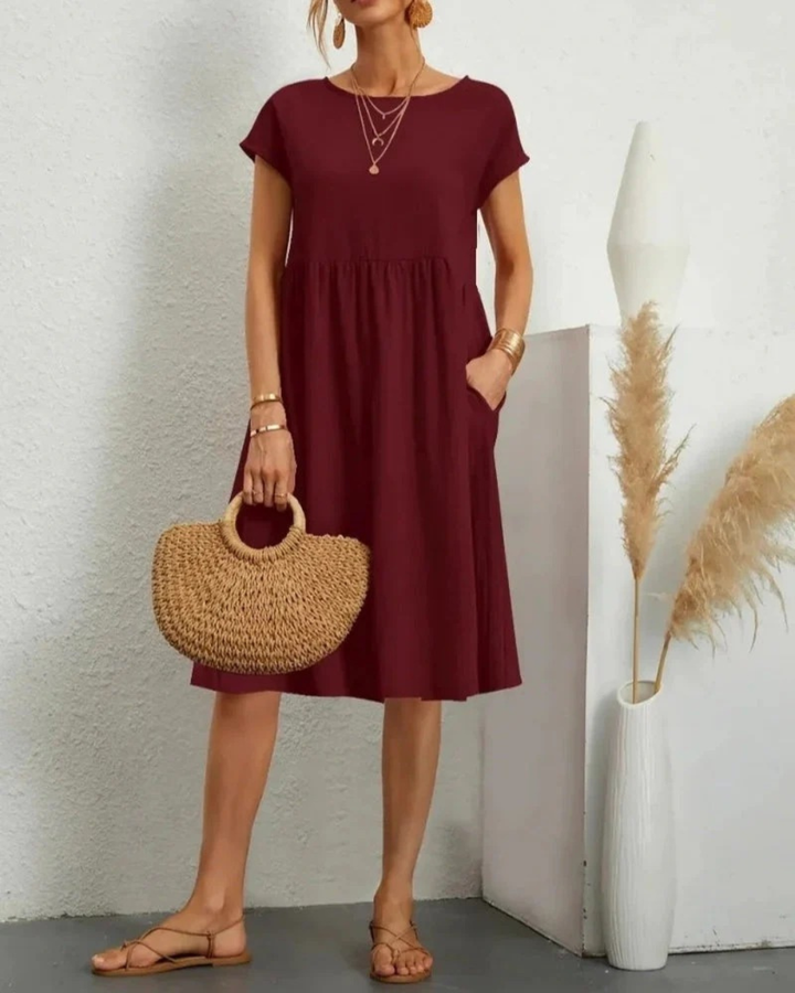 Damen Sommerkleid Midi mit Kurzarm | Elegantes Kleid