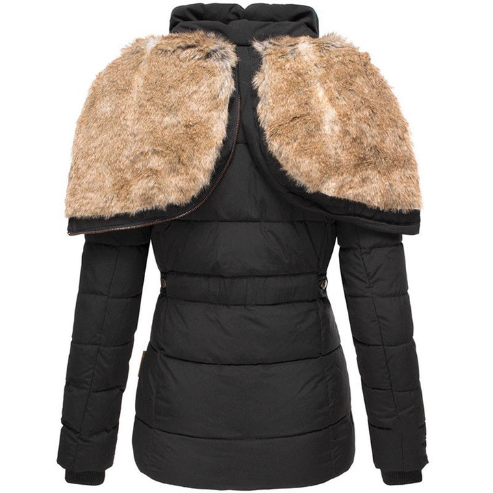 Damen Steppjacke mit Kunstfell-Kapuze und Reißverschluss
