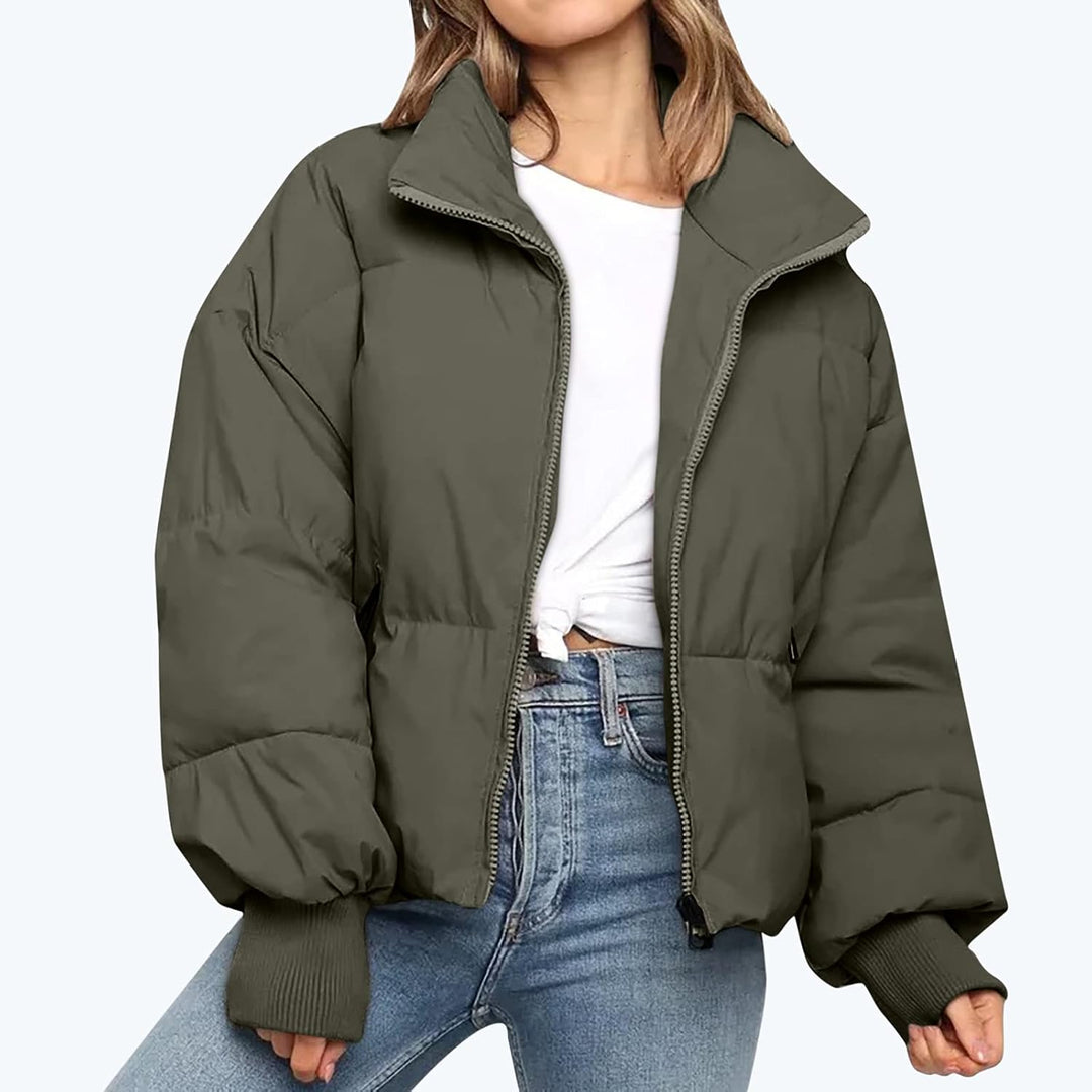 Damen Steppjacke mit Reißverschluss und Stehkragen