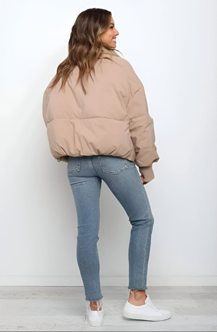 Damen Steppjacke mit Reißverschluss und Stehkragen