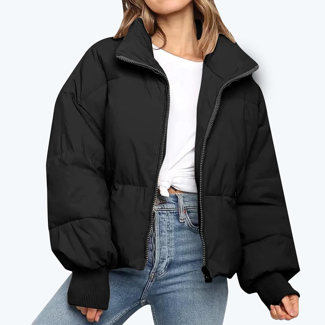 Damen Steppjacke mit Reißverschluss und Stehkragen