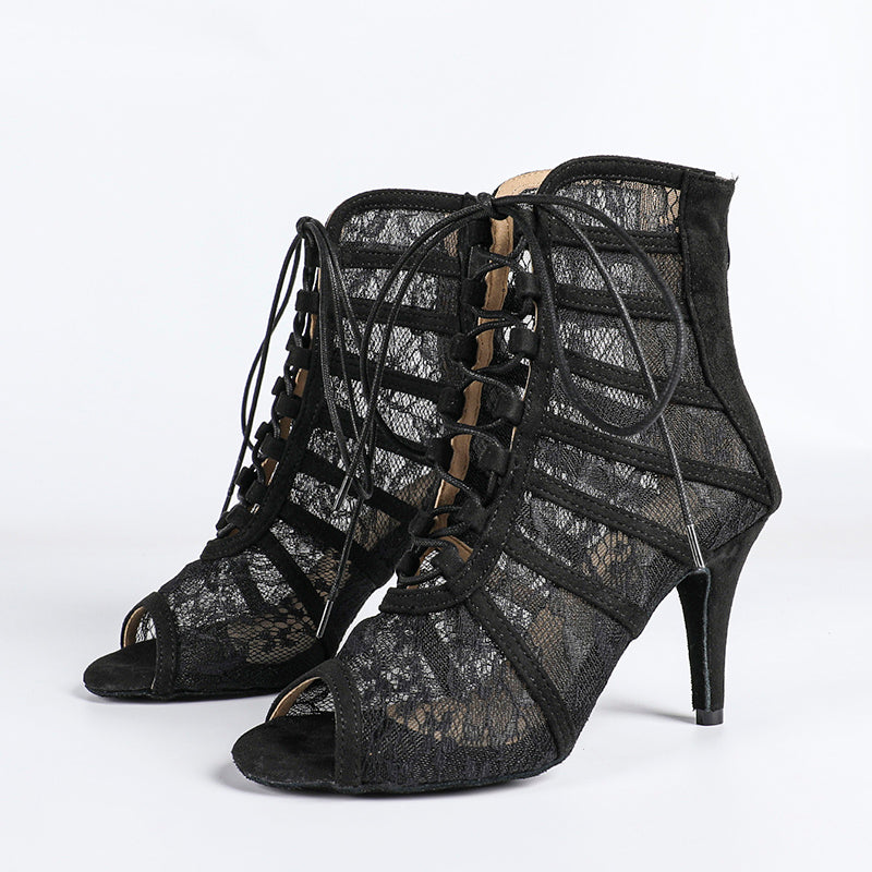 Damen Stiefeletten mit offener Zehenpartie und Schnürverschluss-Women Footwear-Alpenkind
