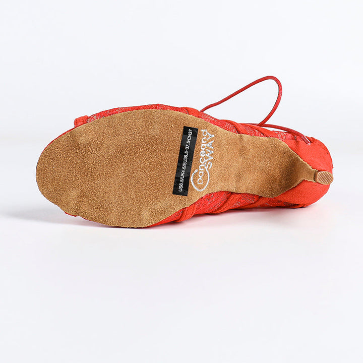 Damen Stiefeletten mit offener Zehenpartie und Schnürverschluss-Women Footwear-Alpenkind