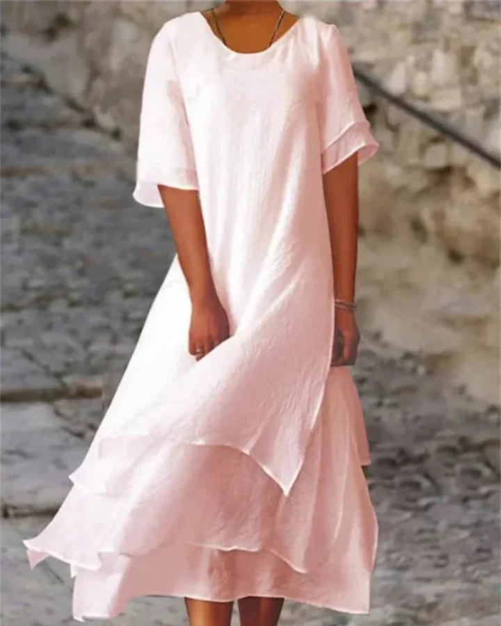 Damen Strand Sommerkleid mit Stufenrock | Midi Kleid