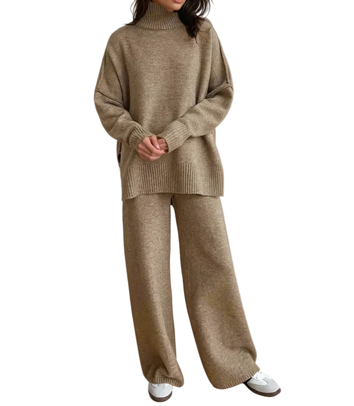 Damen Strick-Set mit Rollkragenpullover und weiter Hose-Women Set-Alpenkind