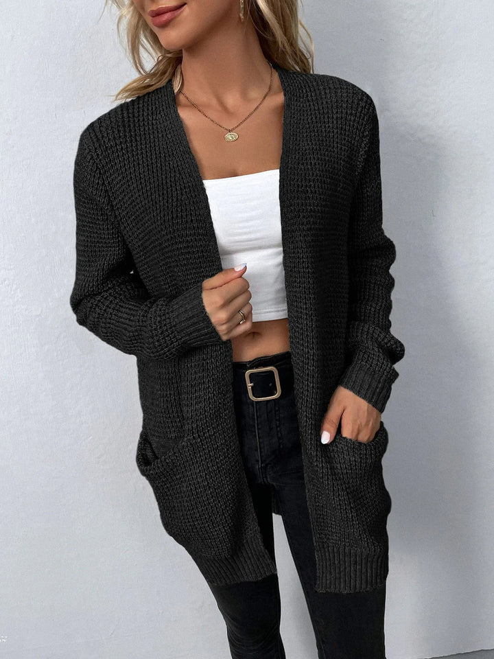 Damen Strickjacke mit Offener Vorderseite und Aufgesetzten Taschen-Women cardigans-Alpenkind