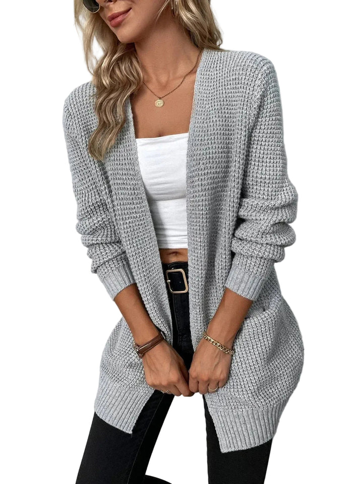 Damen Strickjacke mit Offener Vorderseite und Aufgesetzten Taschen-Women cardigans-Alpenkind
