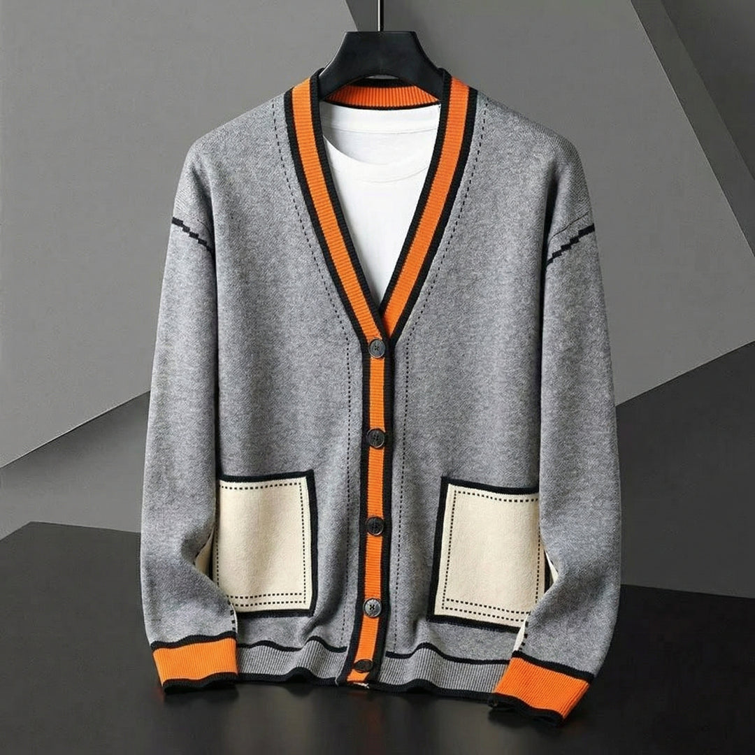 Damen Strickjacke mit V-Ausschnitt und Knopfleiste-Men Cardigans-Alpenkind