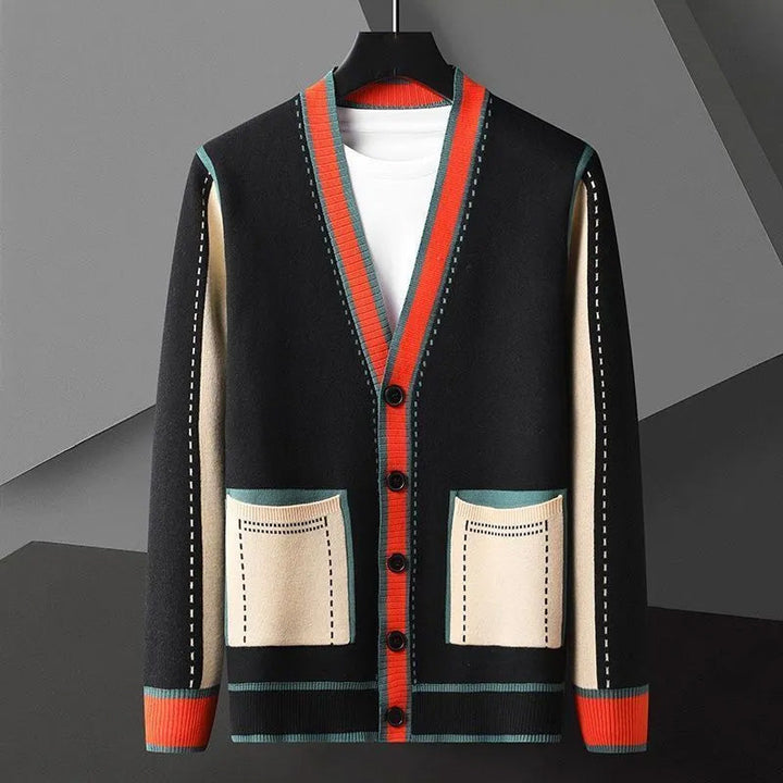 Damen Strickjacke mit V-Ausschnitt und Knopfleiste-Men Cardigans-Alpenkind