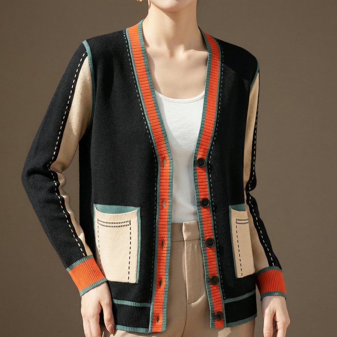 Damen Strickjacke mit V-Ausschnitt und Knopfleiste-Men Cardigans-Alpenkind