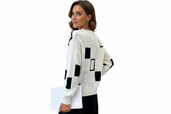 Damen Strickpullover mit geometrischem Muster-Women Sweaters-Alpenkind