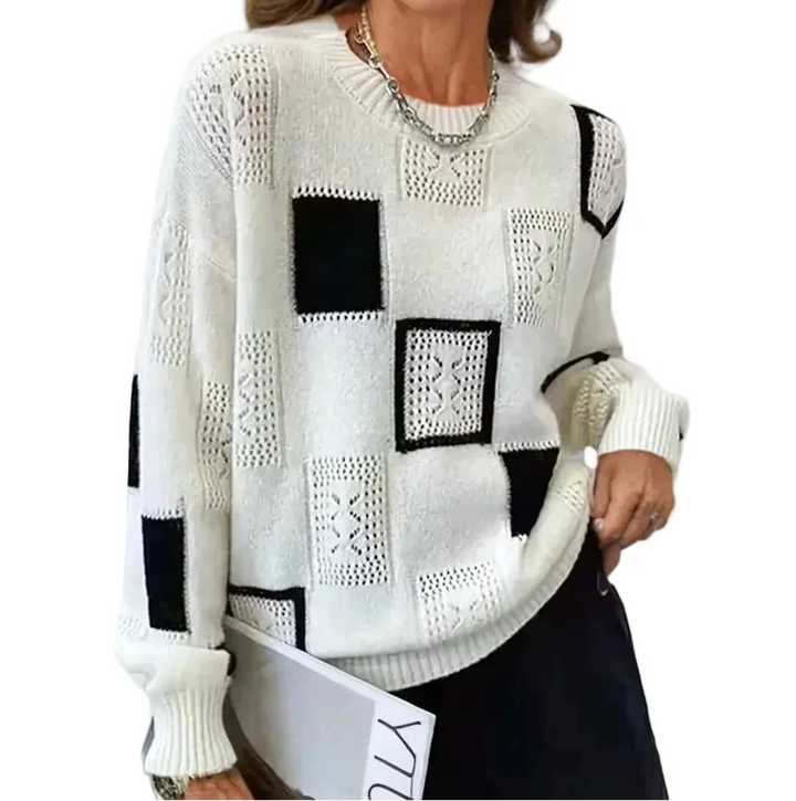 Damen Strickpullover mit geometrischem Muster-Women Sweaters-Alpenkind