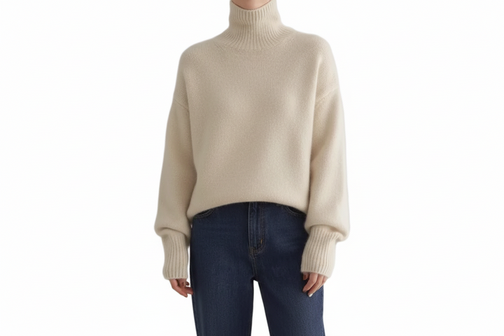 Damen Strickpullover mit Hohem Kragen-Women Sweaters-Alpenkind