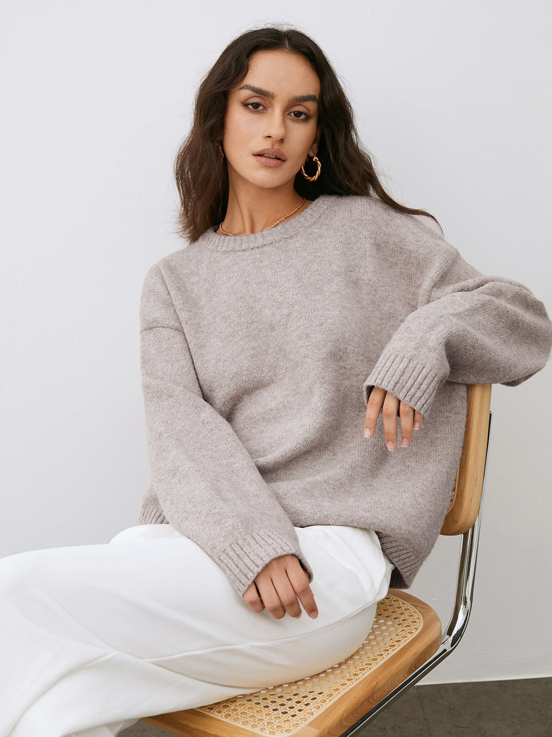 Damen Strickpullover mit Rundhalsausschnitt