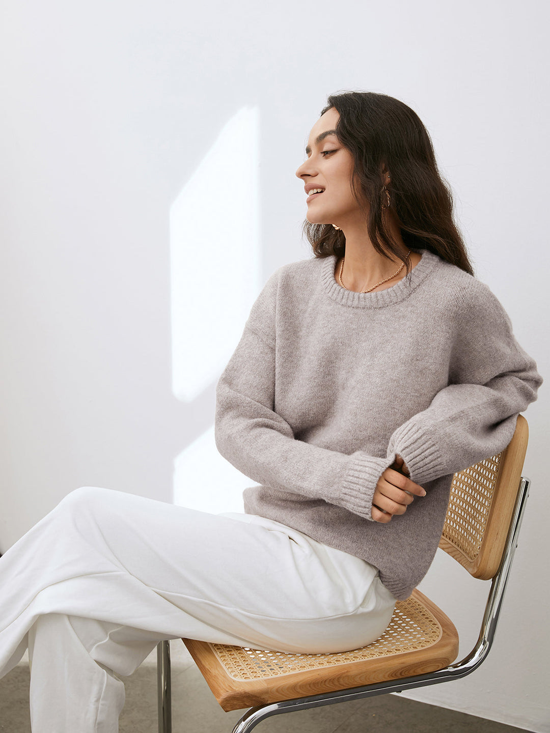 Damen Strickpullover mit Rundhalsausschnitt