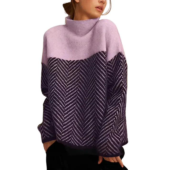 Damen Strickpullover mit Stehkragen und Zickzackmuster-Women Sweaters-Alpenkind