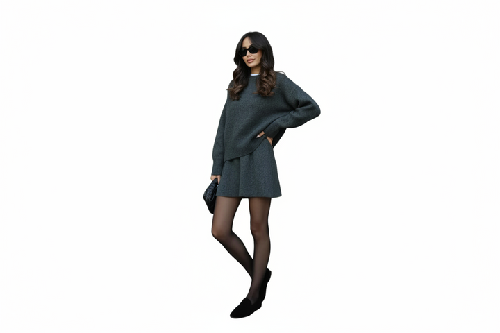 Damen Strickpullover und Rock Set-Women Set-Alpenkind