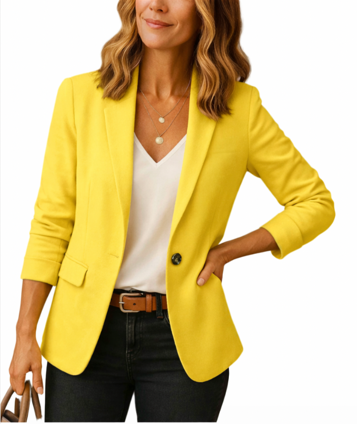 Damen Taillierter Blazer mit Reverskragen-Women Sweaters-Alpenkind