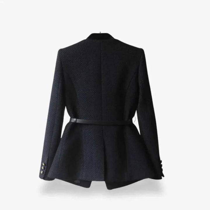 Damen Taillierter Strukturblazer mit Kontrastbesatz-Women Blazer-Alpenkind