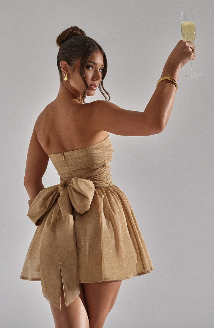 Damen Trägerloses Minikleid mit gerafftem Oberteil