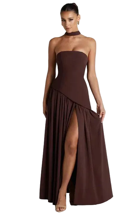 Damen Trägerloses Asymmetrisches Maxikleid-Maxi Dress-Alpenkind