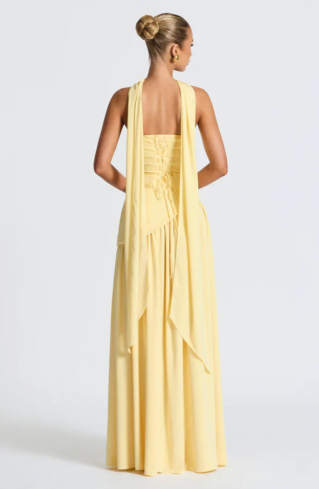 Damen trägerloses Maxikleid mit asymmetrischer Taille und Schlitz-Maxi Dress-Alpenkind