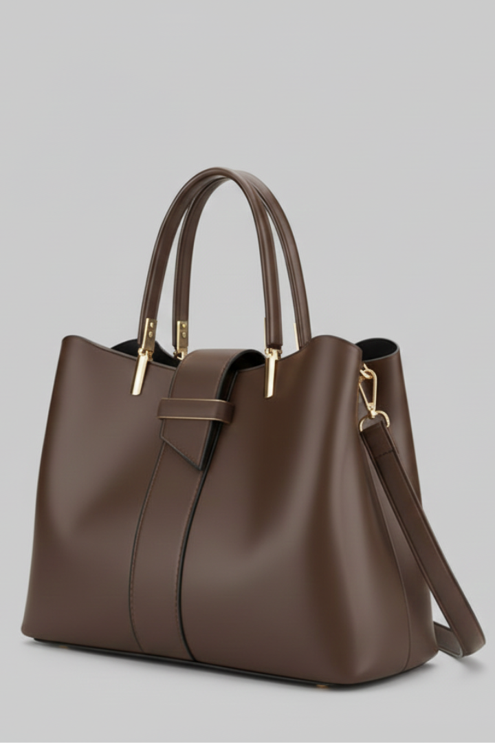 Damen Tragetasche mit strukturierter Form, Doppelgriffen, Mittelriemen und abnehmbarem Schulterriemen-Accessoire-Alpenkind