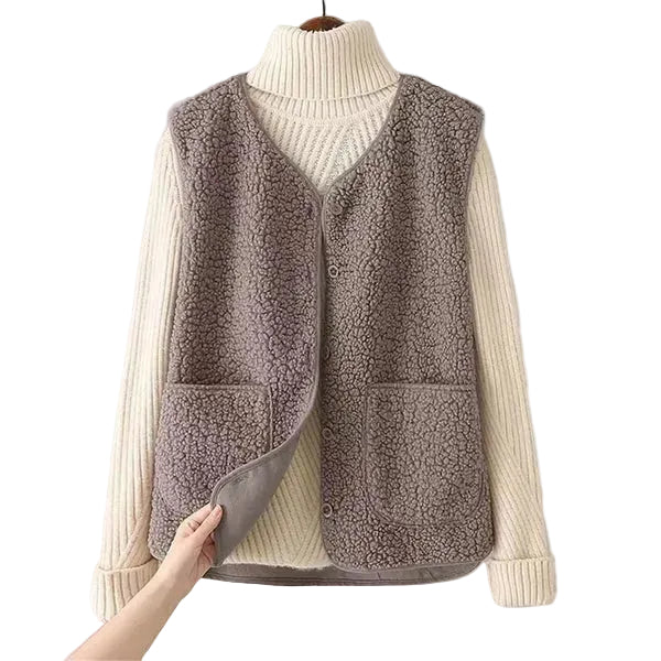 Damen Weste mit Knopfleiste und Aufgesetzten Taschen-Women Outerwear-Alpenkind